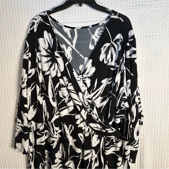 NEW Investments Soft Separates Womens 3X Dress Midi Faux Wrap Jersey Knit Floral - Picture 7 of 13